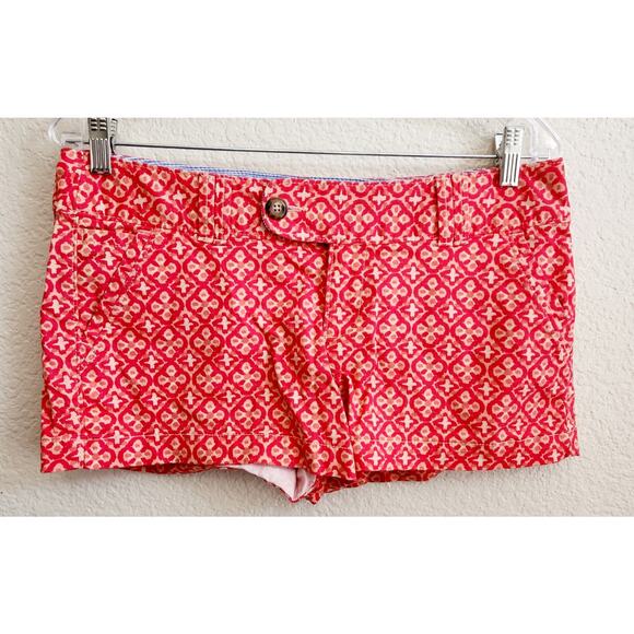 Red Camel Orange Floral Print Flat Front Chino Shorts 9 Juniors Lightweight Soft - Picture 1 of 5